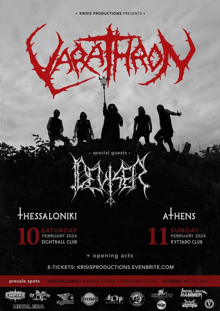 You are currently viewing VARATHRON/ DEVISER (special guest) +opening acts για δύο συναυλίες σε Αθήνα και Θεσσαλονίκη τον Φεβρουάριο 2024!!