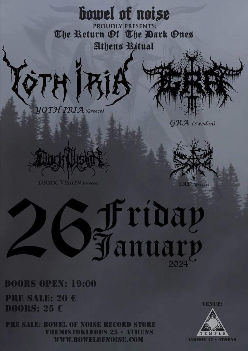 You are currently viewing THE RETURN OF THE DARK ONES – YOTH IRIA (Gr) / GRA (Swe) Παρασκευή 26 Ιανουαρίου 2024
