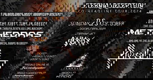 Read more about the article METHEDRAS / PIRANHA / CORAXBM @ “ETERNAL DECEPTION” TOUR 2024 – Κυριακή 20 Οκτωβρίου @ Temple, Αθήνα