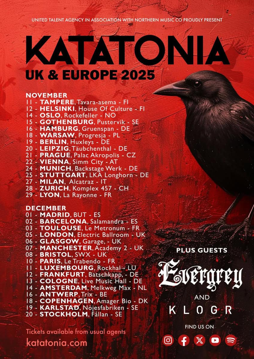 Read more about the article Οι KATATONIA ανακοινώνουν τη Φθινοπωρινή Headline Tour 2025 σε Ευρώπη και Βρετανία που ξεκινά στις 11 Νοεμβρίου!