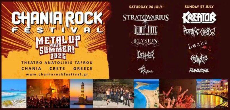 Read more about the article Chania Rock Festival 2025 announces final line-up, Ft. KREATOR, STRATOVARIUS, GEOFF TATE, ROTTING CHRIST & many more