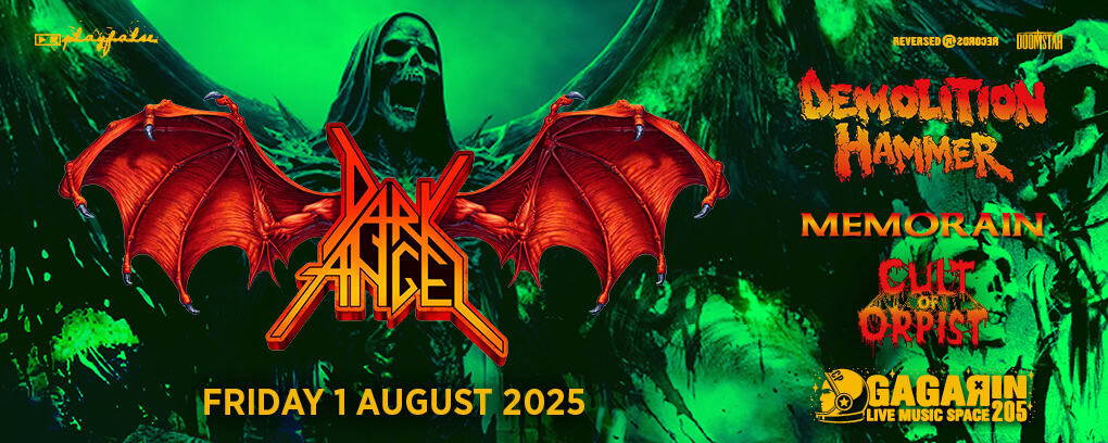 Read more about the article DARK ANGEL (U.S.A.) /  DEMOLITION HAMMER (U.S.A.) / MEMORAIN (GR) / CULT OF ORPIST (GR): Η απόλυτη επέλαση του Thrash Metal την Παρασκευή 1 Αυγούστου 2025, στο Gagarin!