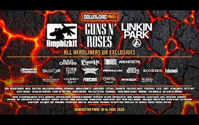 Read more about the article Το Download Festival 2026 ανακοίνωσε τους LIMP BIZKIT, GUNS N ROSES και LINKIN PARK ως headliners