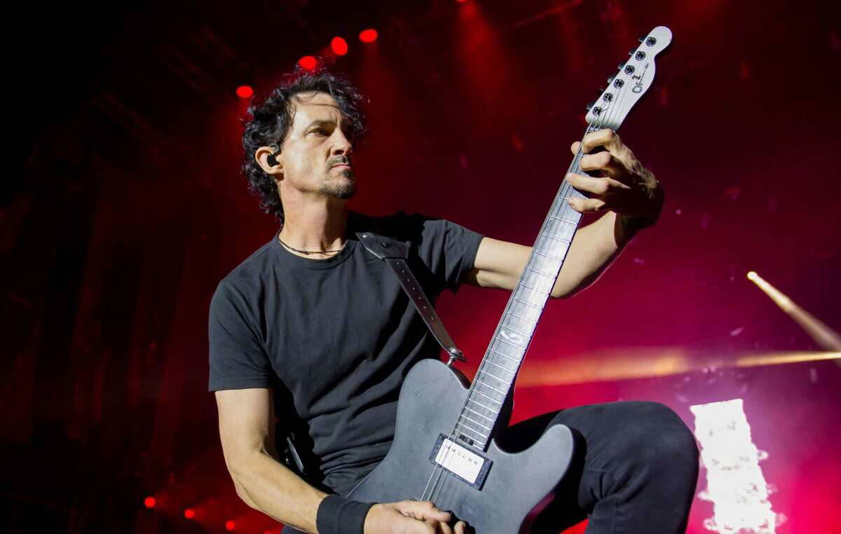 French singer and guitarist Joe Duplantier of French heavy metal band Gojira performs on stage