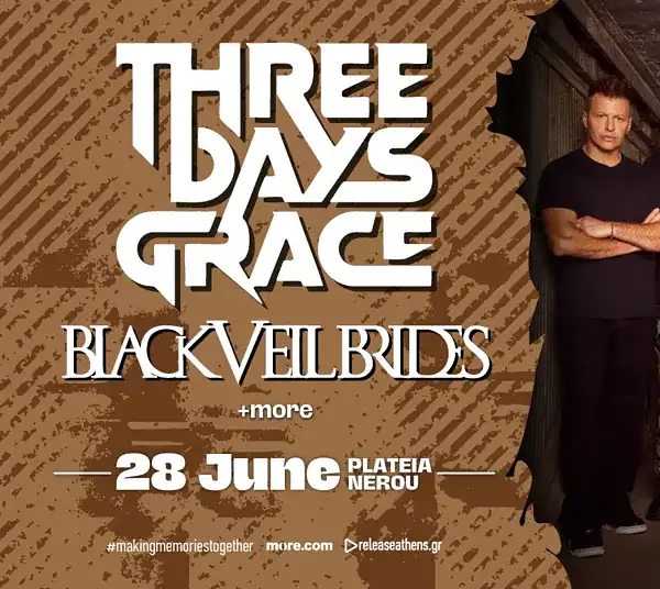 Release Athens 2026 announced BLACK VEIL BRIDES supporting THREE DAYS GRACE