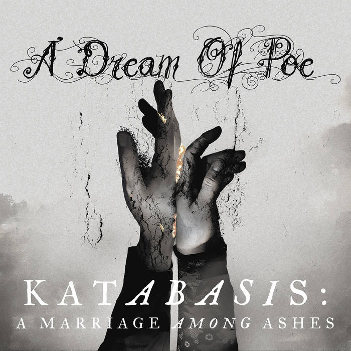 Book cover with cracked, ash-covered hands reaching up; title 'A Dream of Ice' and subtitle 'Katabasis: A Marriage Among Ashes'.
