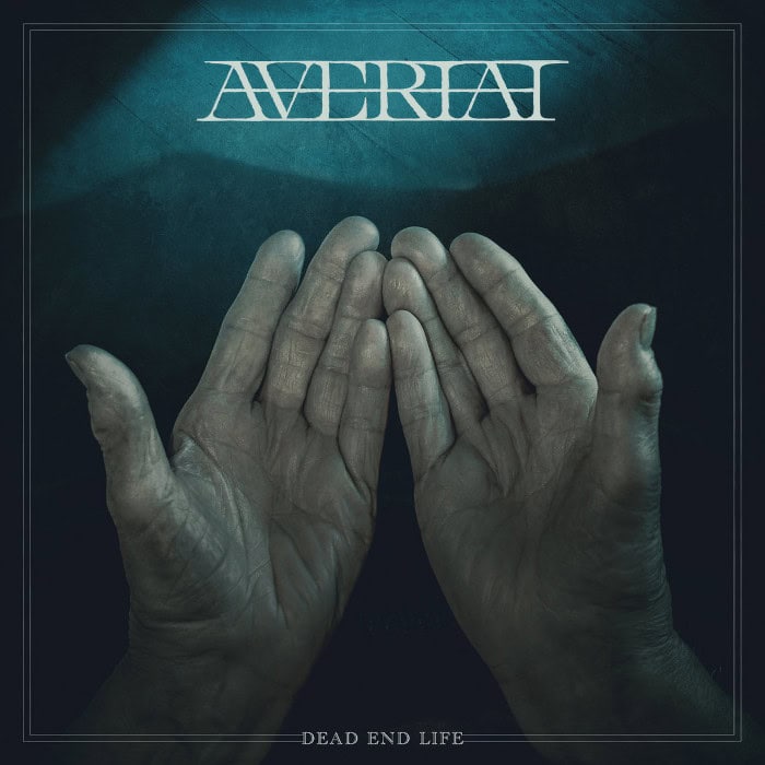 Album cover featuring two cupped hands raised against a dark teal background, with the band name at the top and the album title 'Dead End Life' at the bottom.