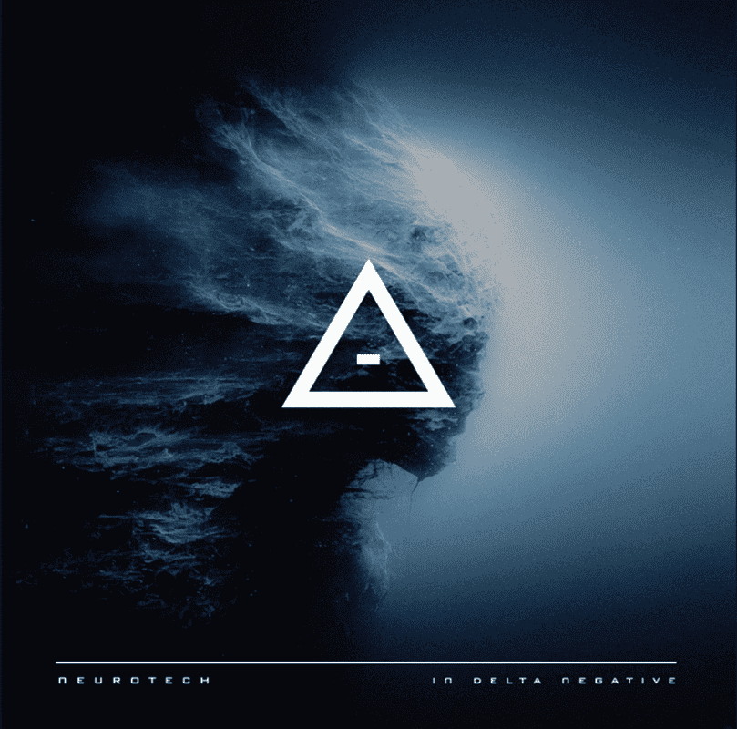 Album/art cover with a white triangle and minus sign over a dark blue, space/ocean-like background; text reads 'NEUROTECH' and 'IN DELTA NEGATIVE'.