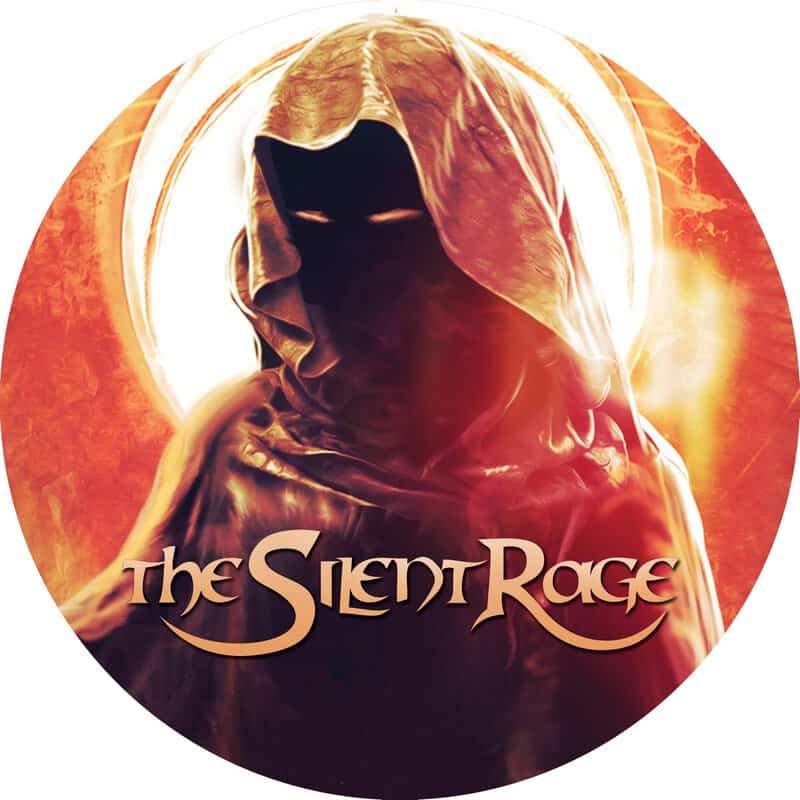 Movie poster for The Silent Rage featuring a hooded, shadowy figure against a fiery orange background, with the title at the bottom.