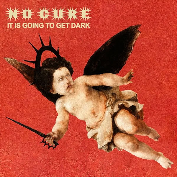 Red textured album cover featuring a winged cherub holding a dagger, set against a bold red background with the text 'It is going to get dark' in the corner.